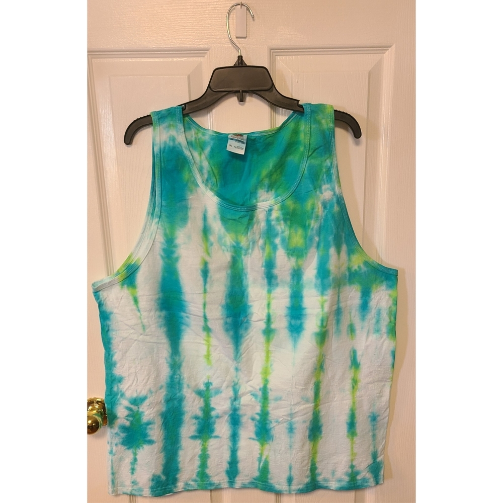2X Teal Striped Tank Top